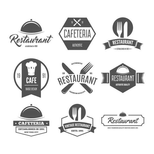 Εστιατόριο λογότυπα, σήματα και ετικέτες στοιχεία σχεδίασης οριστεί σε στυλ vintage — Διανυσματικό Αρχείο