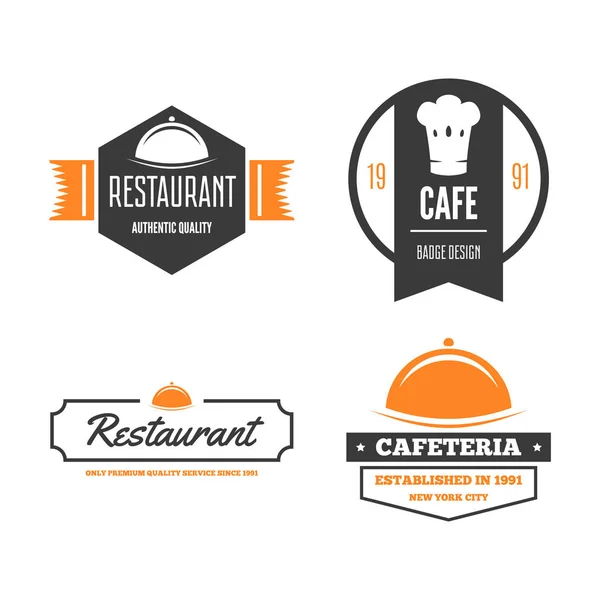 Logotipos de restaurante, insignias y etiquetas Elementos de diseño ambientados en estilo vintage — Vector de stock