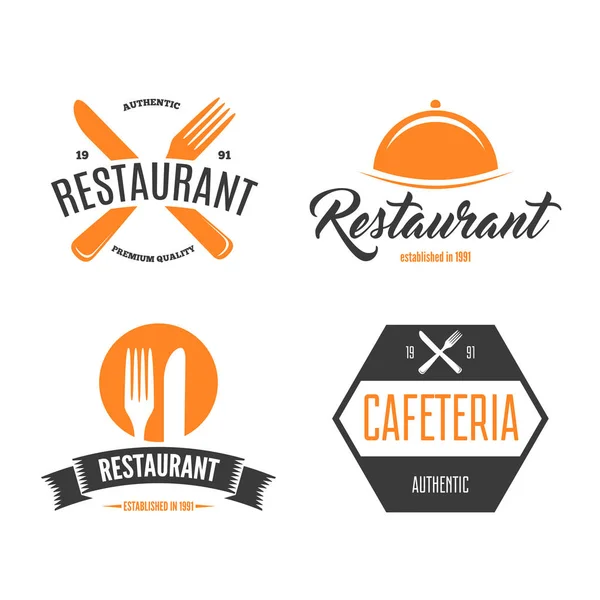 Logotipos de restaurante, insignias y etiquetas Elementos de diseño ambientados en estilo vintage — Vector de stock