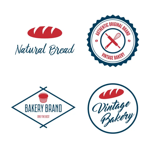组的糕点和面包的标志、 标签、 徽章或设计元素 — 图库矢量图片