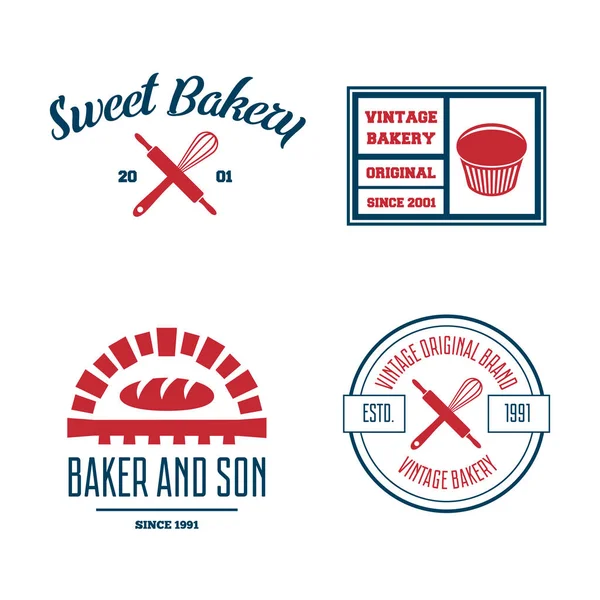 组的糕点和面包的标志、 标签、 徽章或设计元素 — 图库矢量图片