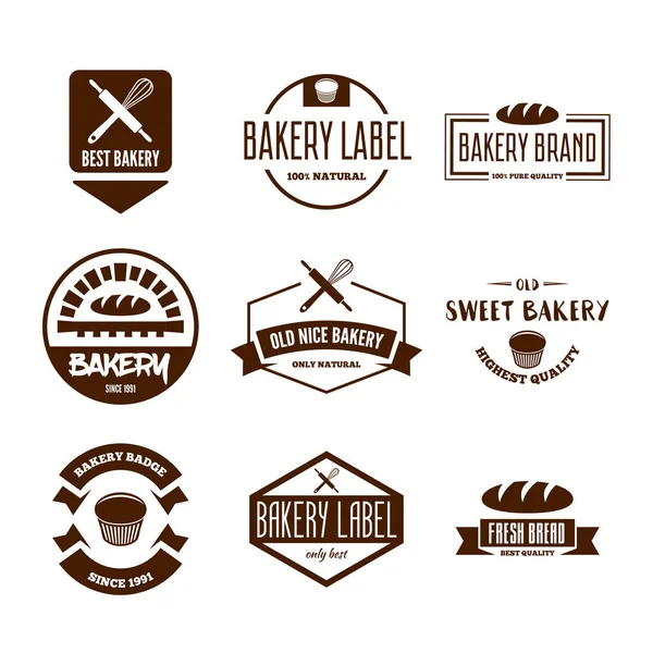 Set of bakery and bread logos, labels, badges or design elements — Stock Vector