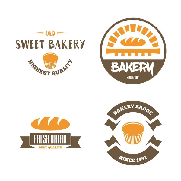 Ekmek Ekmek Logolar Etiketleri Rozetleri Tasarım Öğeleri Koleksiyonu — Stok Vektör