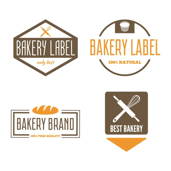 Set of bakery and bread logos, labels, badges or design elements — Stock Vector