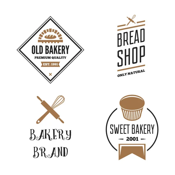 ベーカリーとパンのロゴ、ラベル、バッジまたはデザイン要素のセット — ストックベクタ