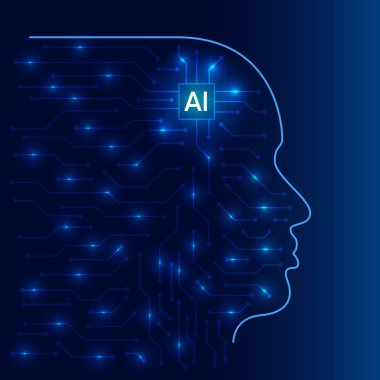 Yapay zeka kavramı. Fütüristik insan büyük veri görselleştirme. Zihin tasarlamak. Makine öğrenimi.