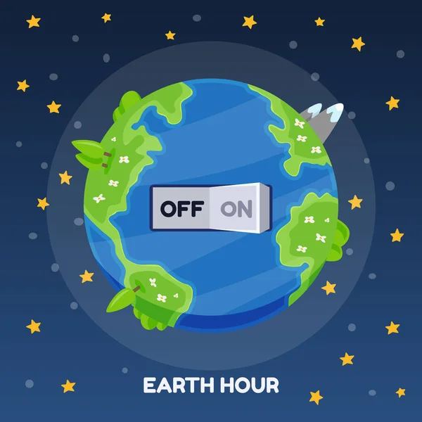 Hora de la Tierra con interruptor apagar en ilustración de dibujos animados vectoriales Gráficos Vectoriales