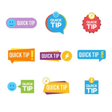 Quick tips logo, icon or symbol set with different colors graphic elements suitable for web or documents clipart