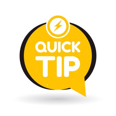 Yellow quick tips logo, icon or symbol with graphic elements suitable for web or documents clipart