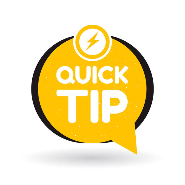 Yellow quick tips logo, icon or symbol with graphic elements suitable for web or documents