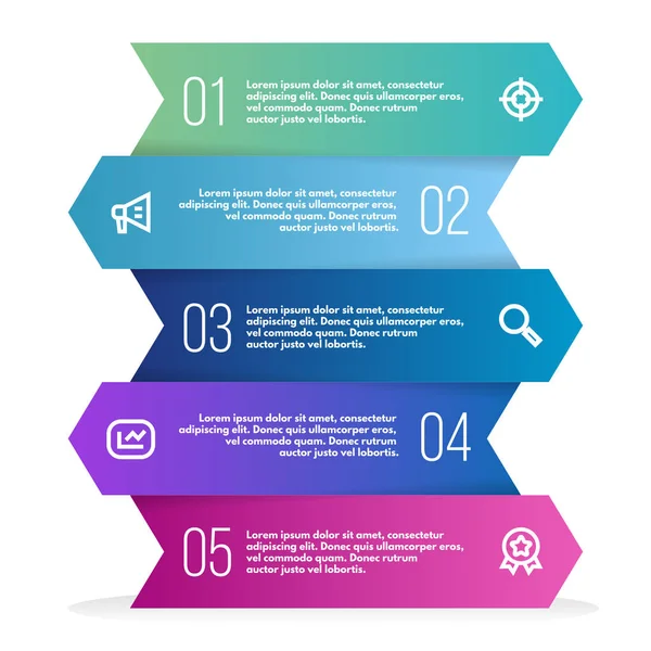 Modelo de infográfico 3D abstrato com cinco passos para o sucesso. Modelo de negócio com opções para diagrama ou web design Gráficos Vetores