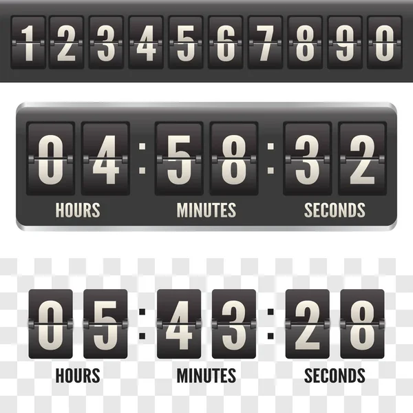 Countdown flip board with Scoreboard. Flip countdown clock counter. — Stock Vector