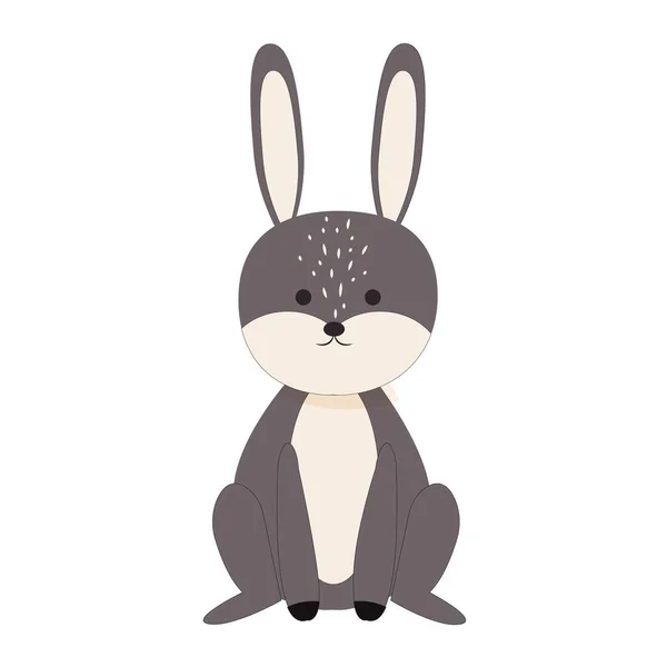 Cute Rabbit Sitting Isolated White Background Stock Vector Illustration Digital — Stock Vector