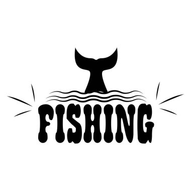 Balıkçılık harfleri tasarım, işaret, baskı, siyah renkli logo beyaz arkaplan stok vektörü illüstrasyonunda izole.