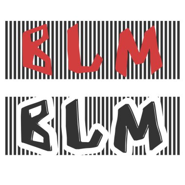 Siyah yaşam madde harfleri BLM logosu beyaz arkaplan vektör illüstrasyonuna izole edilmiş. Grafik insanlık posteri. Farklı renklerde olsun. Vektör illüstrasyonu