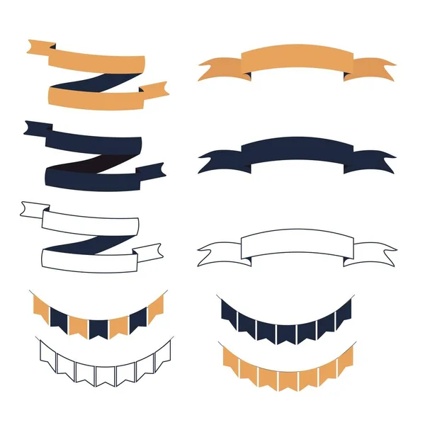 Conjunto de cintas y lables de Halloween aislados en la ilustración de vectores de fondo blanco. Elementos de diseño vacíos, objetos en un estilo — Vector de stock