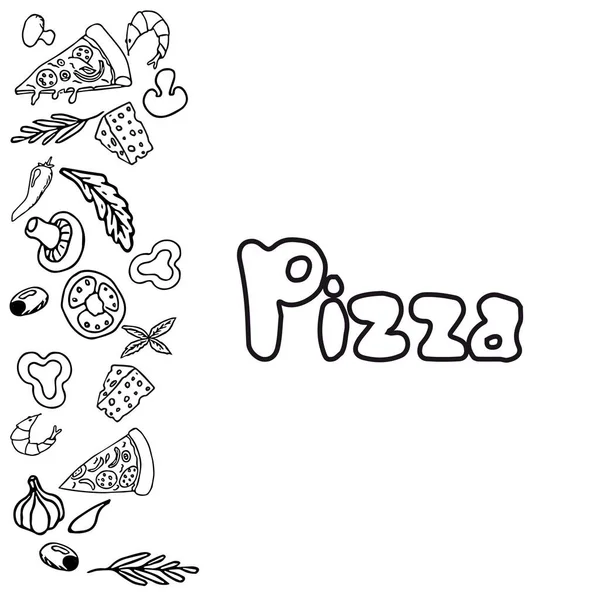 Итальянская Пицца Ингредиенты Итальянское Меню Дизайн Шаблон Винтажный Ручной Рисунок — стоковый вектор