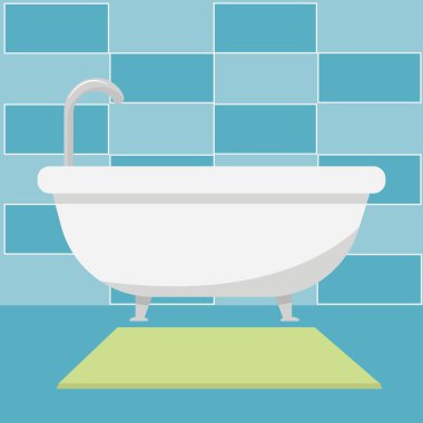 Boş banyo, banyo, temizlik, hijyen konsepti stok vektör çizimi. Düzenlenebilir, izole edilmiş parça, kompozisyon. Parlak ve modern.