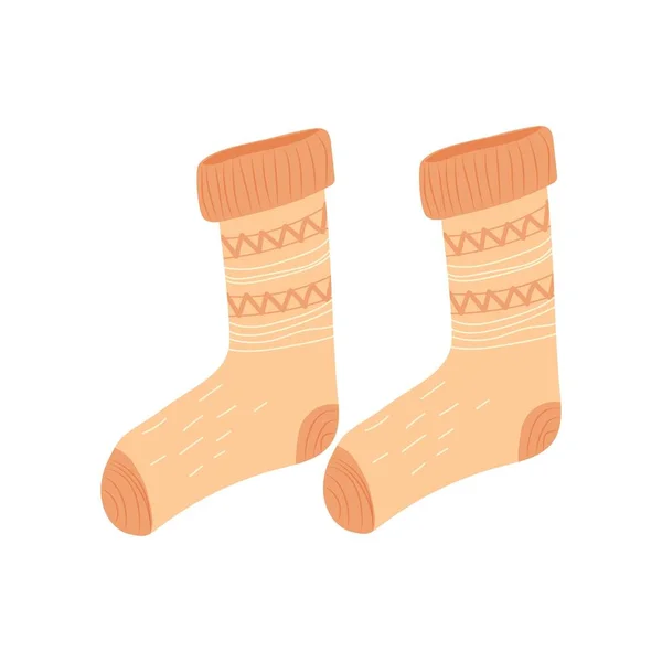 Warme Wollene Socken Cartoon Doodle Stil Isoliert Auf Weißem Hintergrund — Stockvektor