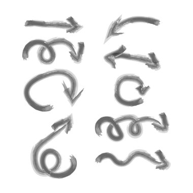 Küstah çizim olarak beyaz arkaplanda izole edilmiş oklar, tasarım elemanları vektör illüstrasyonu