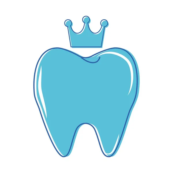 Зубы Креативного Синего Цвета Короной Белом Фоне Символ Логотип Современный — стоковый вектор
