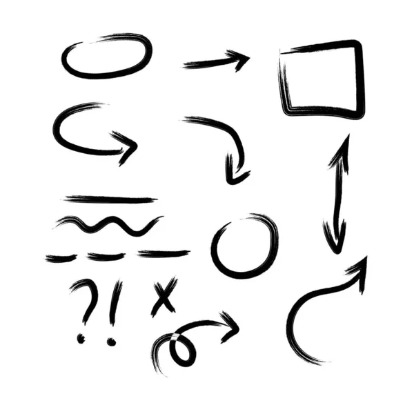 集合符号 在白色背景上环绕孤立的物体 手绘绘图风格的图形元素 Grunge向量图解 — 图库矢量图片