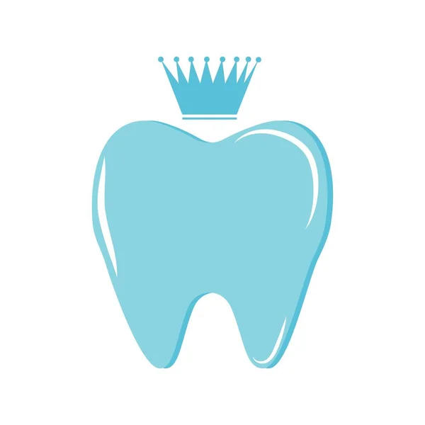 Зуби Креативні Синьому Кольорі Короною Ізольовані Білому Тлі Символ Логотип — стоковий вектор