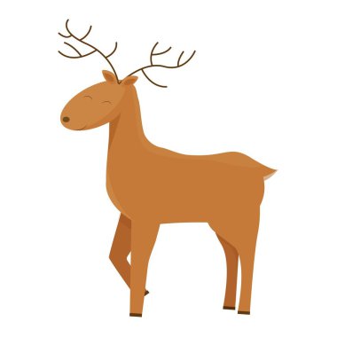 Karakter geyiği çizgi film tarzında, duygusal olarak beyaz arka planda izole..