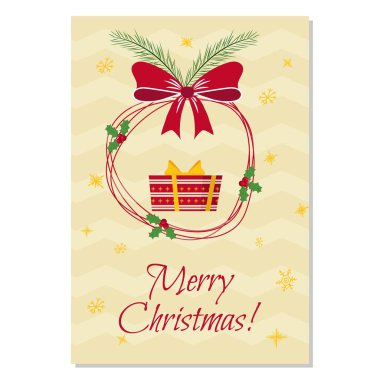 Mutlu Noeller tebrik kartı. Mevsimsel kutlama için renkli kompozisyon.