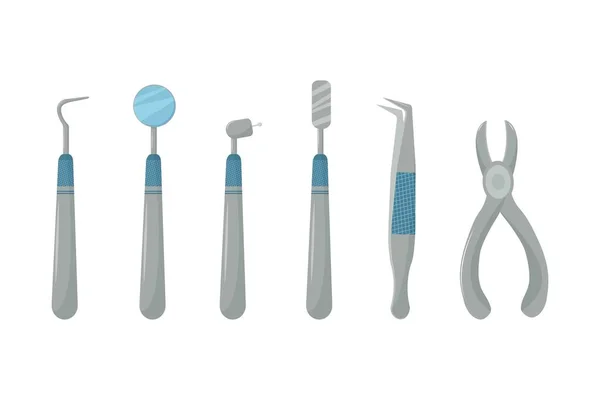 歯科機器 プロの医療用具 ストーモロジー 歯列矯正の概念 白い背景に隔離されたデザイン要素 — ストックベクタ