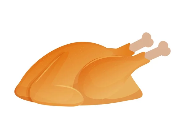 Ilustracja Pieczonego Indyka Lub Grillowanego Kurczaka Izolowanego Tle Tradycyjne Jedzenie — Wektor stockowy
