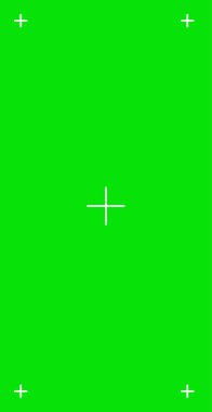 Kromakey yeşil ekran dikey telefon çerçevesi vfx. Yeşil ekran cep telefonu video ekran şablonu, üstüste koy. Izgaralı sinema görüntüsü. Vektör illüstrasyonu