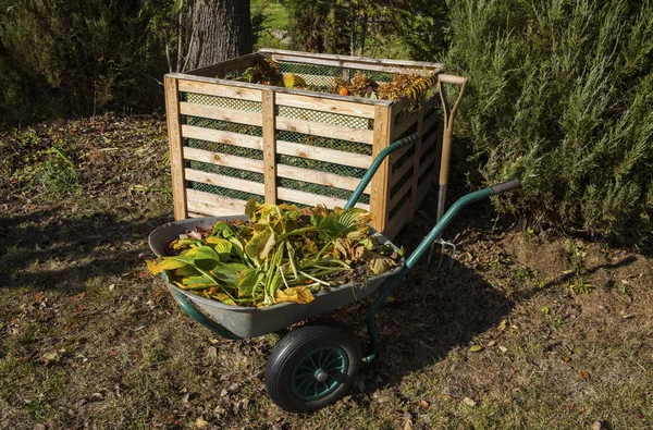 Image Compost Bin Autumn Garden — Stock Photo, Image