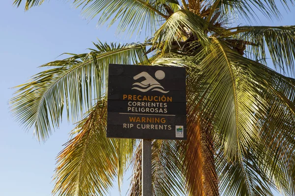 Playa Punta Islita Samara Costa Rica Janeiro 2019 Sinal Alerta — Fotografia de Stock