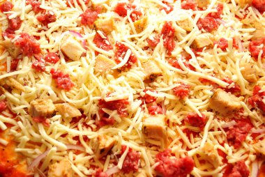 Çiğ kıyma ve tavuk Pizza close-Up 