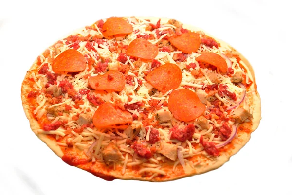 Hambúrguer Não Cozido Pizza Pepperoni — Fotografia de Stock