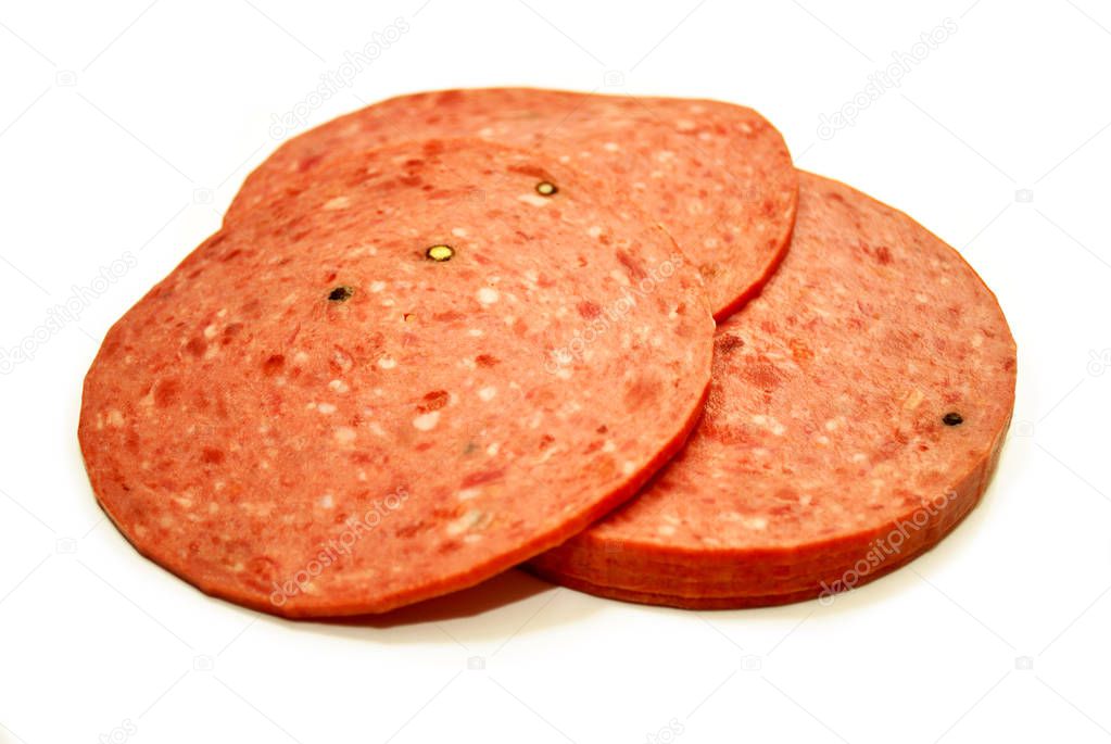 Cotto Salami Isolated on White 