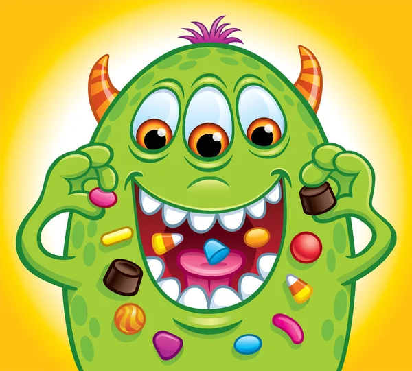Green Three-Eyed Candy Monster