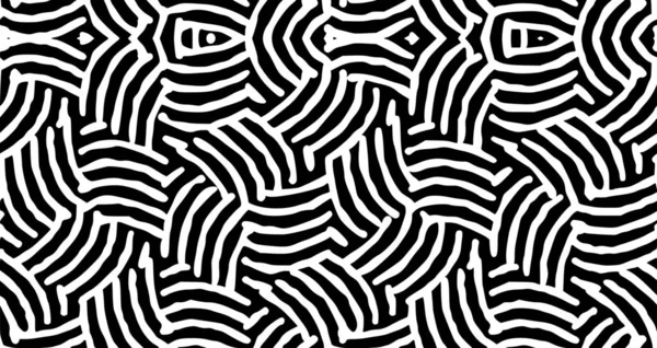 Inchiostro Bianco Nero Disegnato Mano Strisce Senza Cuciture Sfondo Nero — Foto Stock