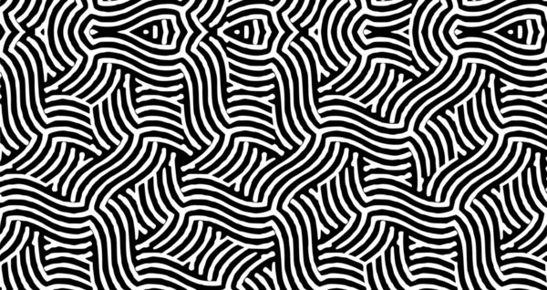 Hand Drawn Black White Ink Striped Seamless Background Black Seamless — Stock Photo, Image