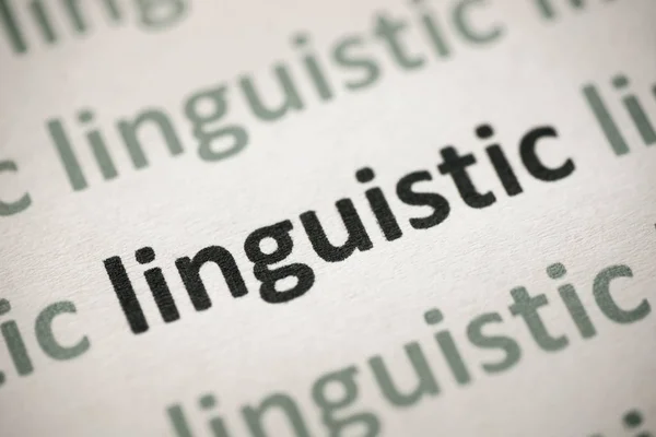Word Linguistic Printed White Paper Macro — Stock Photo, Image