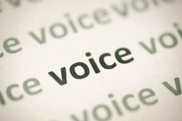 Word Voice Printed White Paper Macro — Stock Photo, Image