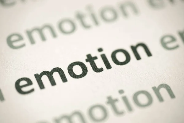 Word Emotion Printed White Paper Macro — Stock Photo, Image