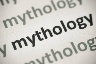 beyaz kağıt makro üzerinde basılı kelime mitoloji