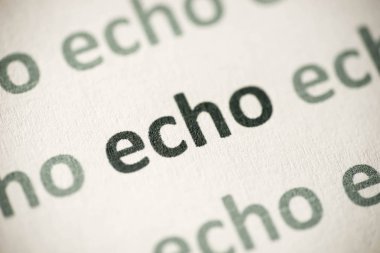 beyaz kağıt makro üzerinde basılı kelime echo