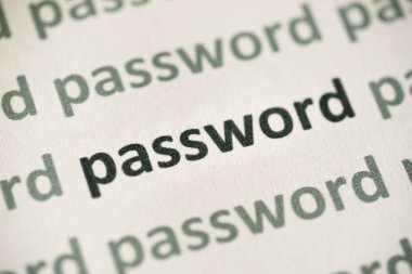 beyaz kağıt makro üzerinde basılı kelime şifre