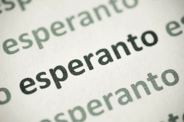 Eszperantó Makró Fehér Papír Nyomtatott Szó — Stock Fotó