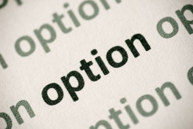 beyaz kağıt makro üzerinde basılı kelime seçeneği