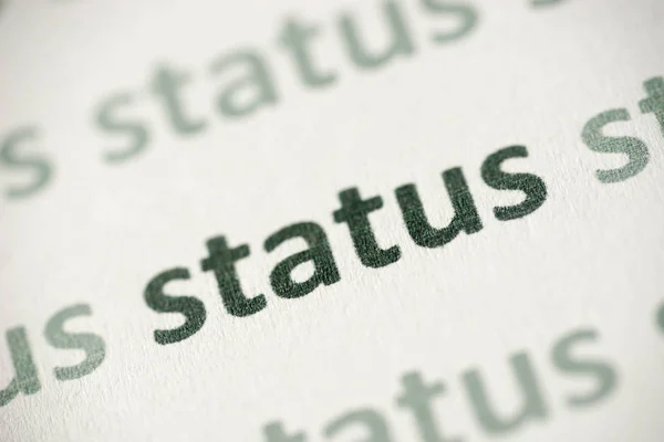 Word Status Printed White Paper Macro — Stock Photo, Image