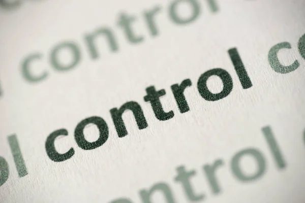 Control Palabras Impreso Papel Blanco Macro — Foto de Stock